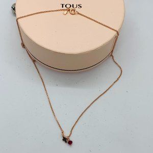TOUS Necklace cross Necklace in Rose Silver Vermeil with Spinels and Ruby 45cm